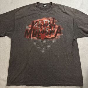Vintage Metal Mulisha Shirt Mens Gray Short Sleeve Big Logo Skull‎ Cotton 2XL
